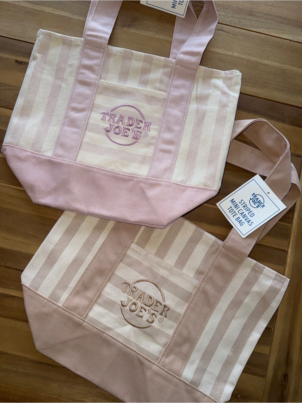 (2) Trader Joe’s Striped Canvas Tote Bags